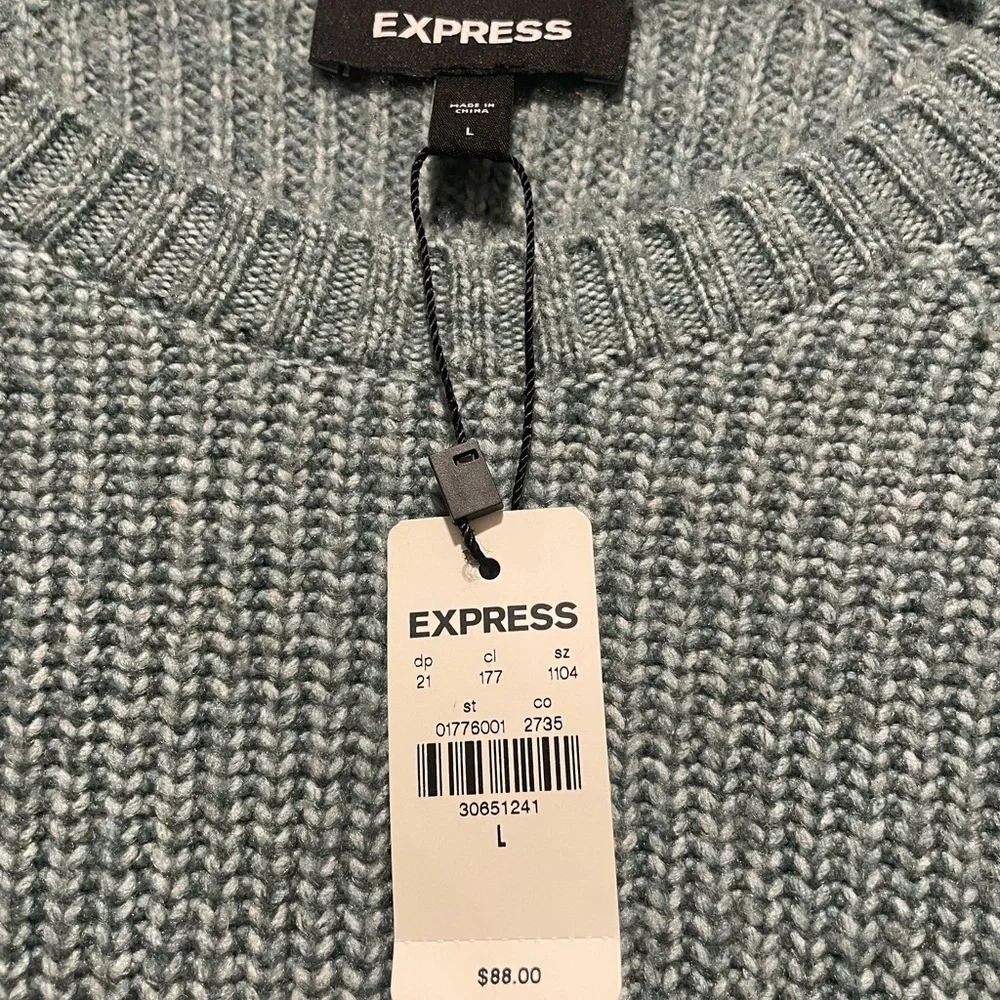 Express Women's Sage Crew Neck Sweater - Picture 3 of 4